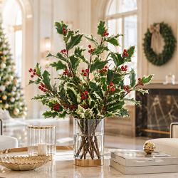 Faux Holly and Berry Spray Branch, Set of 3