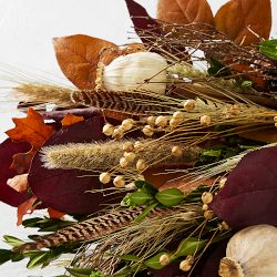 Live Pheasant Feather Cornucopia Centerpiece