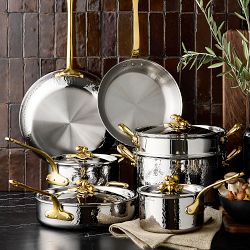 Ruffoni Opus Olivia Hammered Stainless Steel 11-Piece Cookware Set with Olive Knob