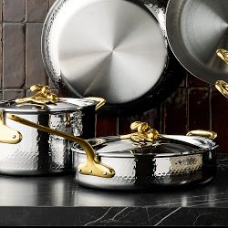 Ruffoni Opus Olivia Hammered Stainless Steel 11-Piece Cookware Set with Olive Knob