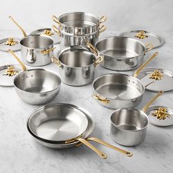 Ruffoni Opus Olivia Hammered Stainless Steel 17-Piece Cookware Set with Olive Knob