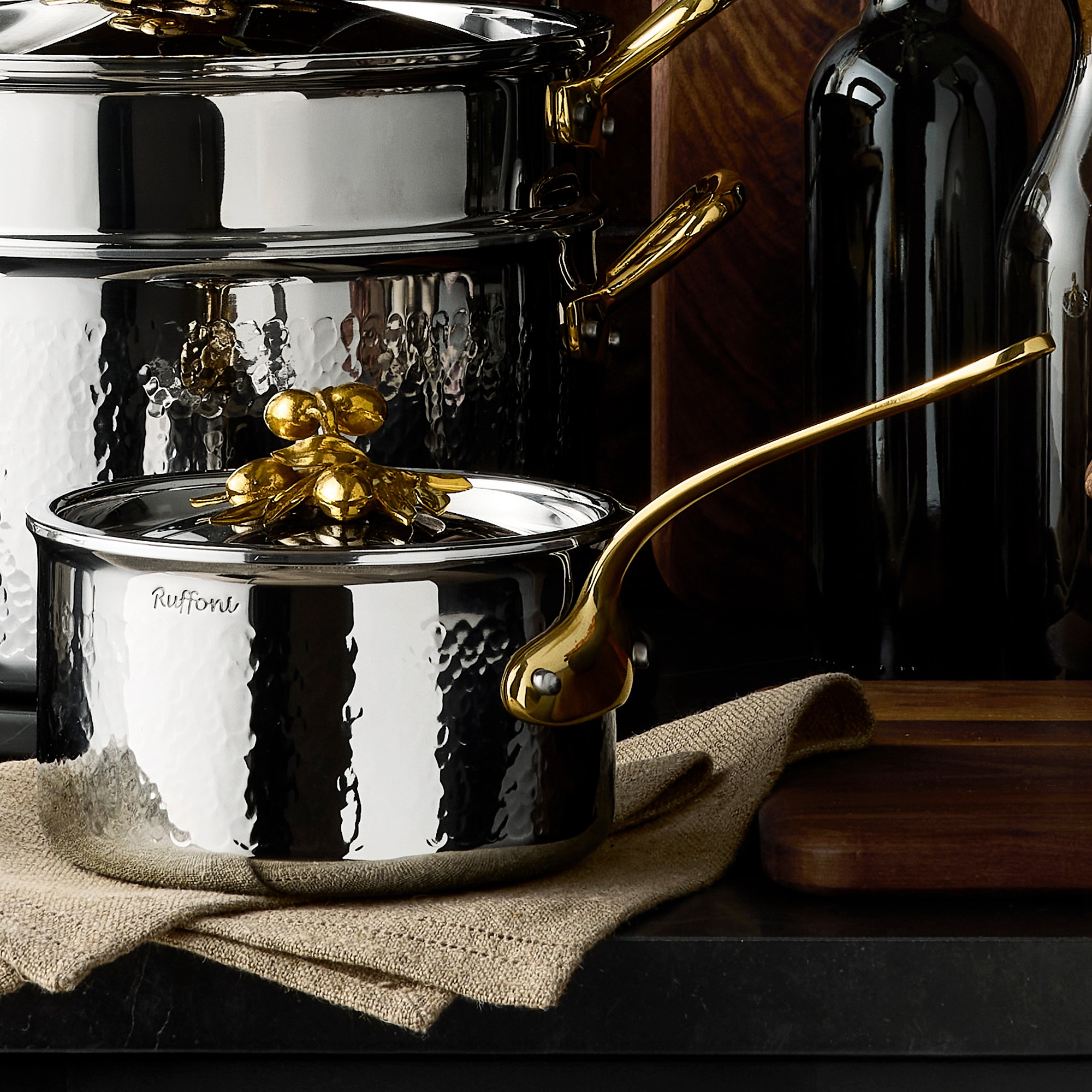 Ruffoni Opus Olivia Hammered Stainless Steel Saucepan with Olive Knob, 2-Qt Sansujyuku sansujyuku.com