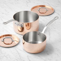 Samuel Groves Copper Saucepan, Set of 2