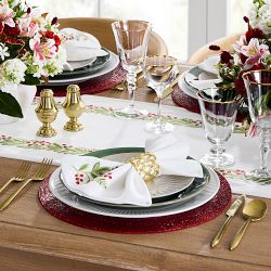 Noel Garland Embroidered Table Runner