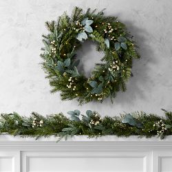 Winter Greens Faux Wreath &amp; Garland