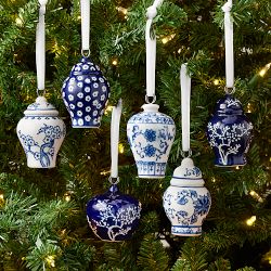 Mini Ginger Ornaments, Set of 6, Blue