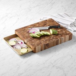 Teak End-Grain Prep-to-Pan Cutting Board & Half Sheet Pan Set