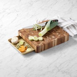 Teak End-Grain Prep-to-Pan Cutting Board & Quarter Sheet Pan, Set of 2