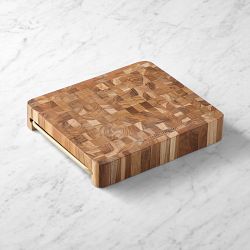 Teak End-Grain Prep-to-Pan Cutting Board &amp; Quarter Sheet Pan, Set of 2