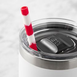 Williams Sonoma Silicone Straws, Set of 4, Red Stripes