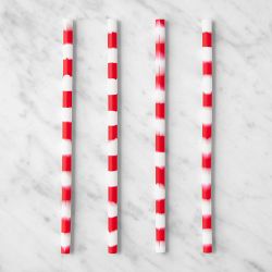 Williams Sonoma Silicone Straws, Set of 4, Red Stripes
