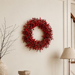 Berry and Sedum Faux Wreath 24"