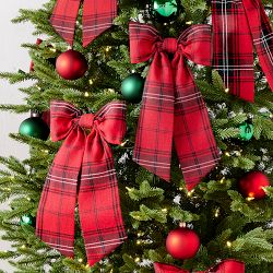 Red Tartan Bow Tree Topper