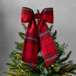 Red Tartan Bow Tree Topper