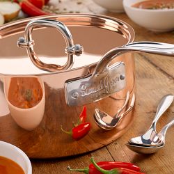 Samuel Groves Copper Saucepan, Set of 2