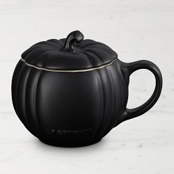 Le Creuset Stoneware Pumpkin Mug with Lid, Licorice