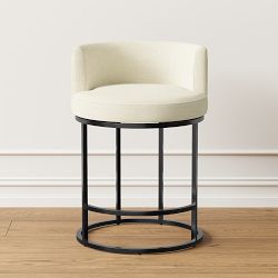 OPEN BOX: Verona Swivel Counter Stool, Standard, Recycled Chunky Basketweave, Ivory, Bronze