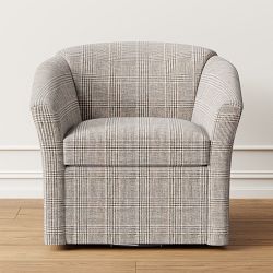 OPEN BOX: Barton Swivel Chair, Standard, Glen Plaid, Rust