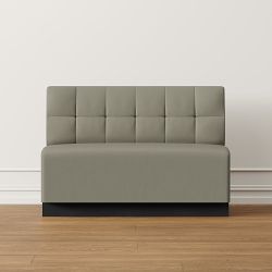 OPEN BOX: Garbo Bnqt Grd Tft 2 Seater Bench, Standard, Performance Vegan Pebbled Leather, Grey,