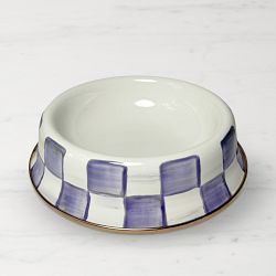 MacKenzie Childs Pet Bowls Violet Check, Small