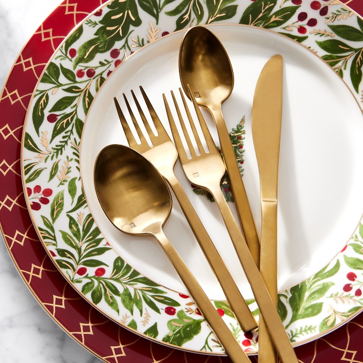 Noel Dinner Plates, 24k Gold Porcelain | Williams Sonoma