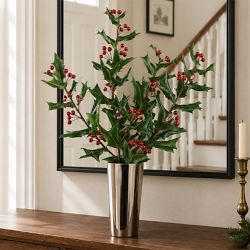 Faux Holly and Berry Spray Branch, Set of 3