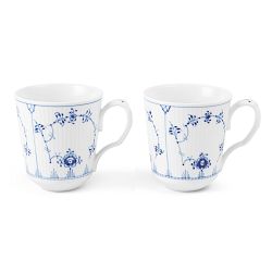 Royal Copenhagen Blue Fluted Mugs, Set of 2