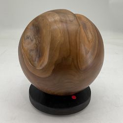 OPEN BOX: Teak Orb on Wood Stand, 12", Teak, Marble