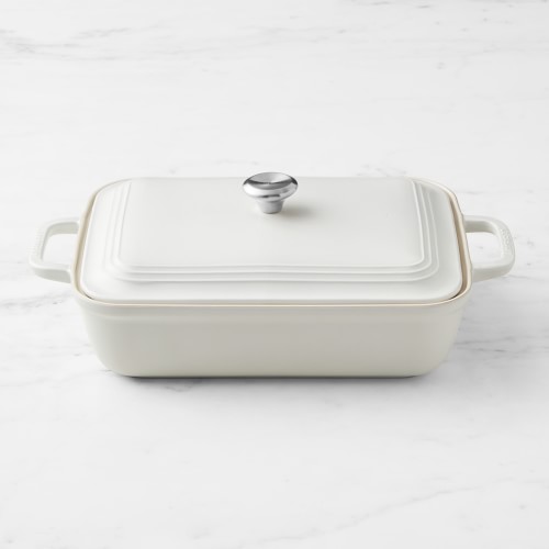 Le Creuset San Francisco Stoneware Rectangular Covered Baker, 4-Qt, Matte White