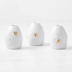 Honeycomb Porcelain Bud Vases, Set of 3
