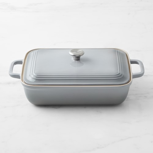 Le Creuset San Francisco Stoneware Rectangular Covered Baker, 4-Qt, French Grey