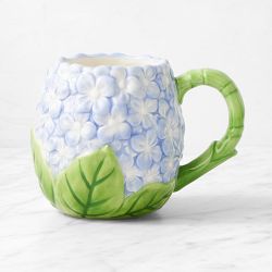 Hydrangea Figural Mugs, Set of 2, Blue