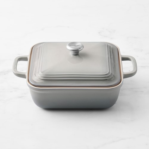 Le Creuset San Francisco Stoneware Square Covered Baker, 3-Qt, French Grey