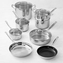 Cuisinart Chef's Classic Stainless-Steel Ceramic Nonstick Mixed Material 13-Piece Cookware Set