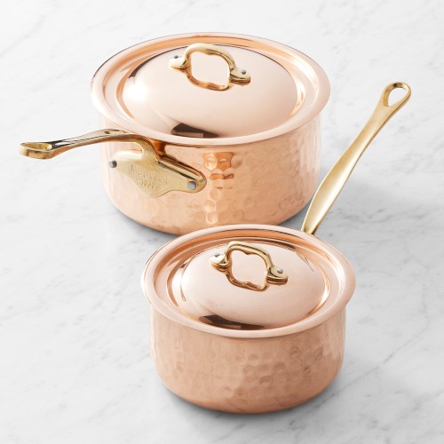 Mauviel M'Elite 6B Hammered Copper Induction Saucepan Set, 2-Qt. & 3.5-Qt.