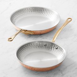 Mauviel M'Elite 6B Hammered Copper Induction Fry Pan Set, 10" & 12"