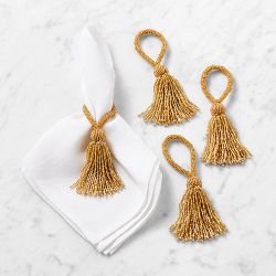 Beaded Tassel Napkin Ring, Set of 4, Gold