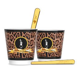 Bialetti Dolce &amp; Gabbana Espresso Cups &amp; Gold Stirrers, Leopardo