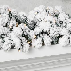 Jeff Leatham x Williams Sonoma Winter White Flocked Pre-Lit Faux Wreath &amp; Garland