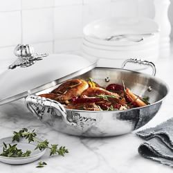 Ruffoni Opus Prima Hammered Stainless-Steel Wok with Tomato Knob, 4.75-Qt