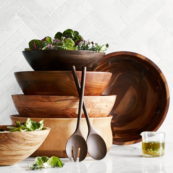 Teak Walnut Finish Salad Servers | Williams Sonoma