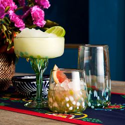 Multi-Confetti Recycled Margarita Glasses