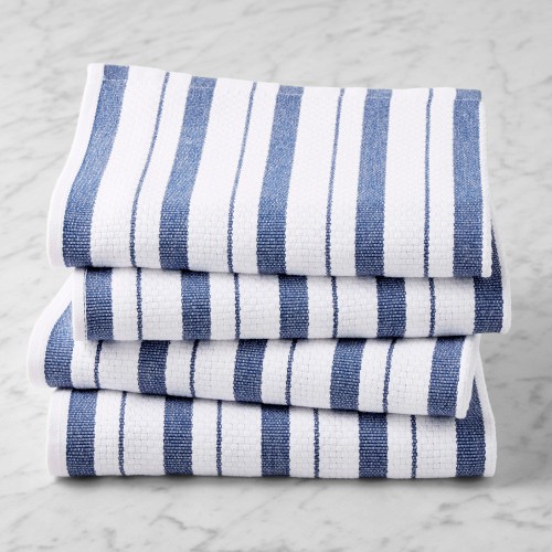 Williams Sonoma Classic Stripe Towels, Set of 4, Bright Blue