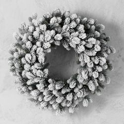 Jeff Leatham x Williams Sonoma Winter White Flocked Pre-Lit Faux Wreath &amp; Garland