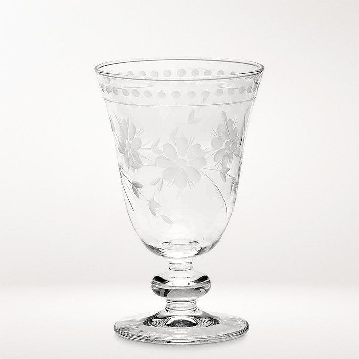 Vintage Etched Stemware Goblets, Set of 4, Blush, Pink