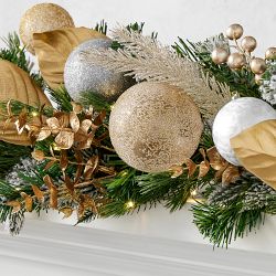 Gilded Champagne Ornament Pre-Lit Faux Wreath &amp; Garland