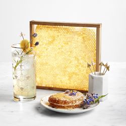 Honeycomb Cocktail Picks with Marble Holder, Set of 6