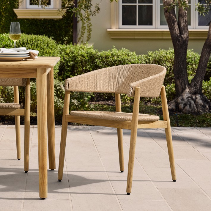 Anders Dining Armchair, Teak & Woven | Williams Sonoma