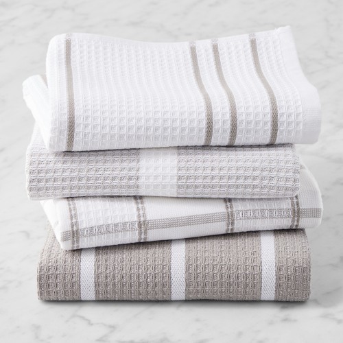 Williams Sonoma Super Absorbent Waffle Weave Towels, Set of 4, Drizzle Grey