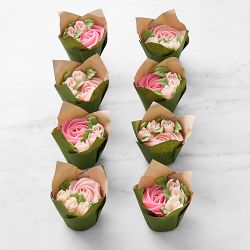 Pink Rose Bouquet Cupcakes, Set of 8
